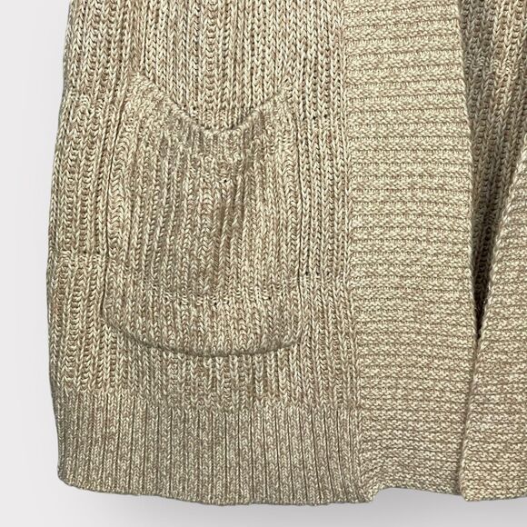 Lucky Brand Open Cardigan Women 1X Beige Knit Raglan Long Sleeve Pockets Q17 - Picture 6 of 16